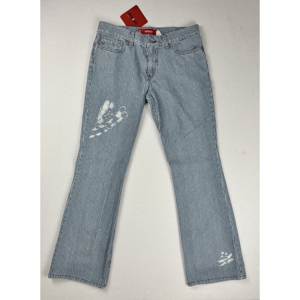 Levi's 518 Superlow Bootcut Jeans Women's Medium 11 JR Pinstripe Y2K Low Rise